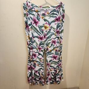 SOHO New York Company Floral Wide-Leg Pants with Ruffle Hem Size M